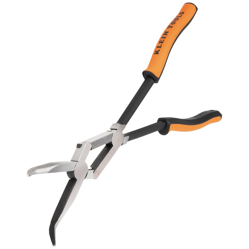 Klein Tools 71401 Long Reach Needle Nose Pliers, Bent Nose, 13″
