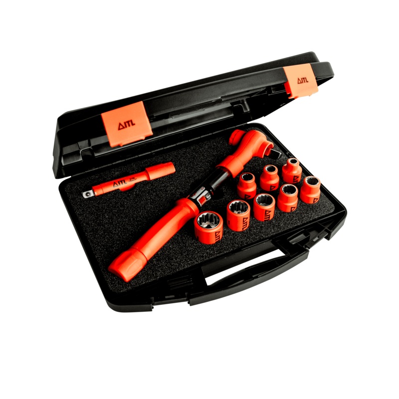 1,000v Insulated 1/2″ Drive 12-60Nm Torque Wrench Kit with Imperial Sockets