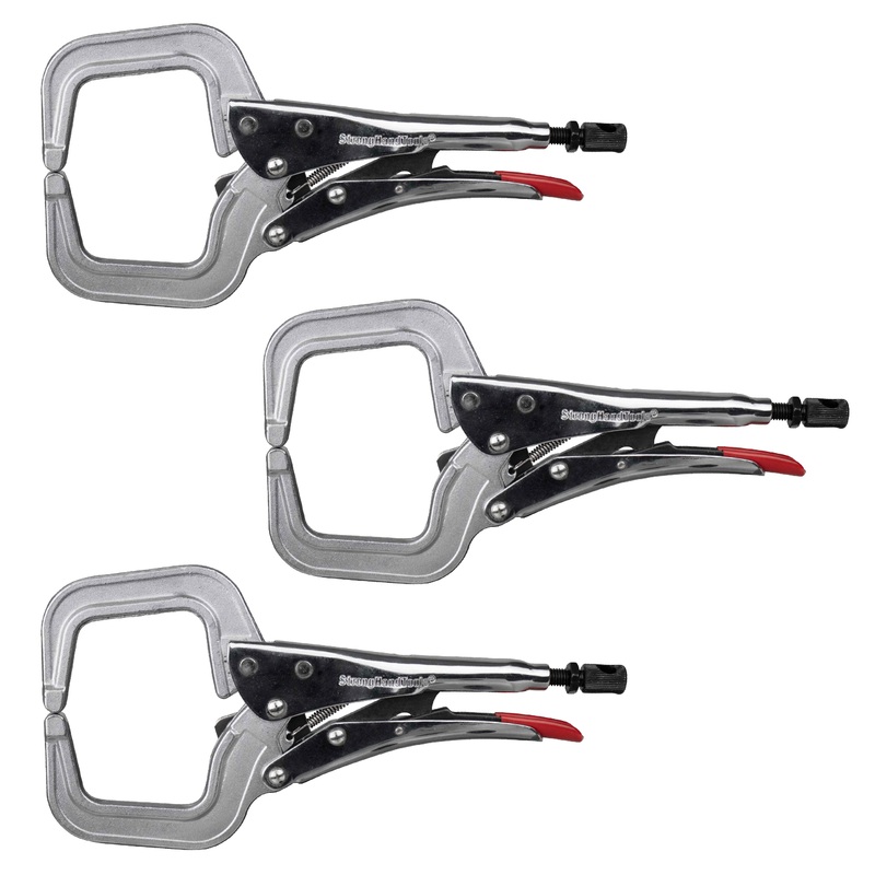 Locking C-Clamp Pliers Kit, 3-pc of PR115, Round Tip, 4″ Capacity