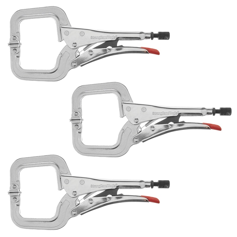Locking C-Clamp Pliers Kit, 3-pc of PR115S, Swivel Pads, 4″ Capacity