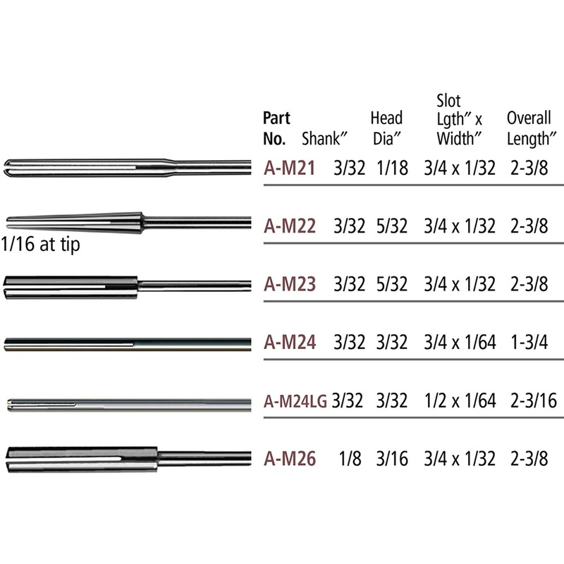 Mandrel, Sandpaper Split Type A-M21 – Straight Head 1/8 dia. Slot 1/32 wide x 3/4 length