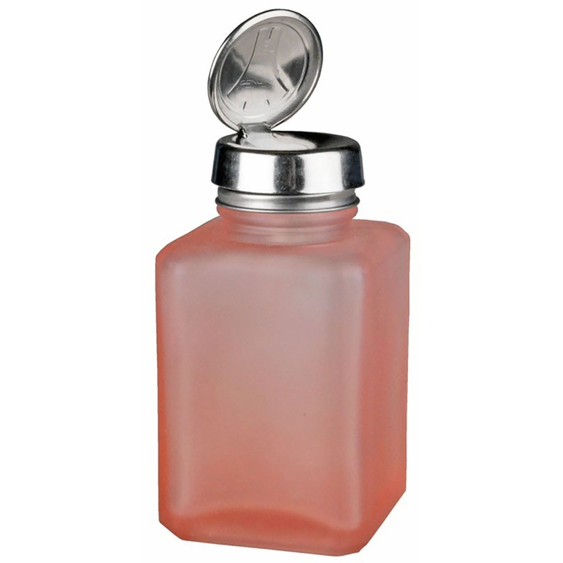 Menda – One-Touch, SS, Square, Glass Pink Frosted, 6oz