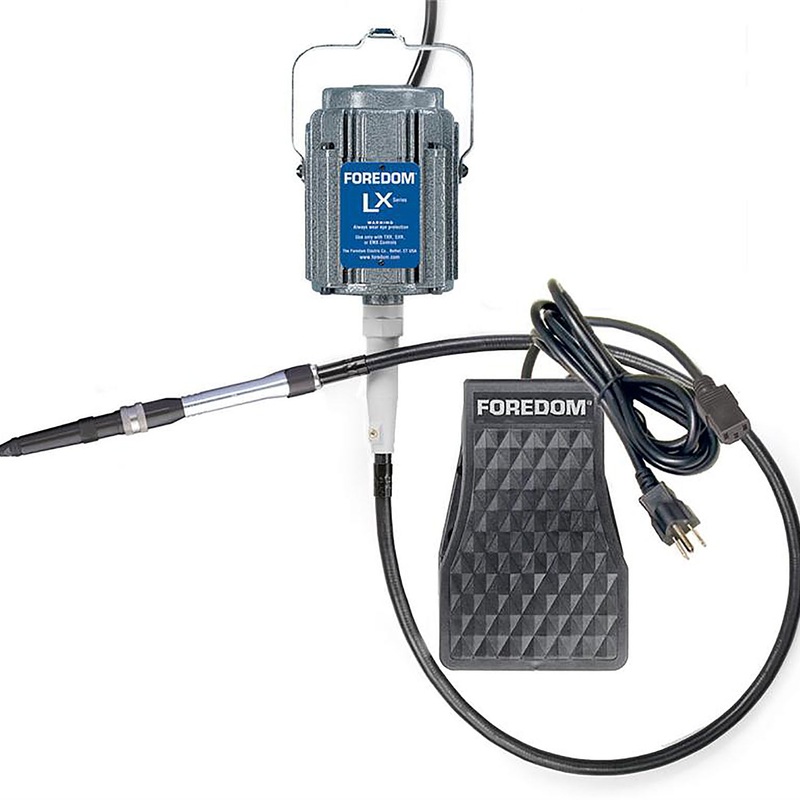 Stone Setting Kit w/ 1/10 hp LX Motor, TXR Plastic Foot Pedal Speed Control, H.15 Hammer Handpiece, HP10212 Carbide Stylus,and More K.2250 – No Motor Hanger