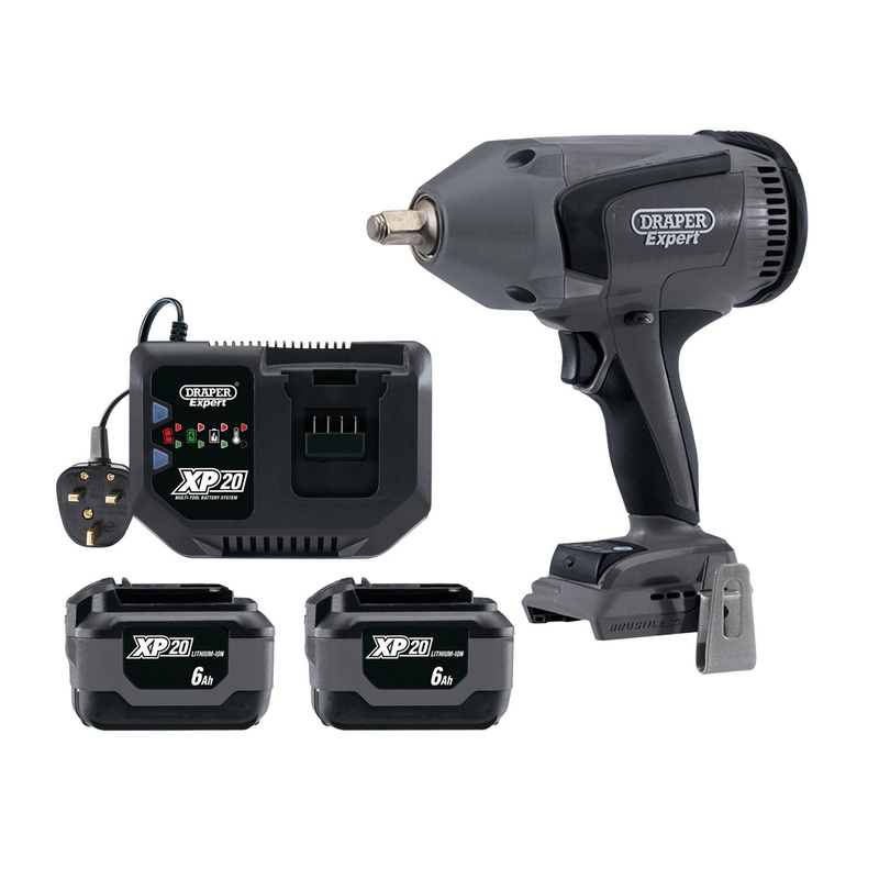 XP20 20V Brushless Impact Wrench Kit, 1/2″ Sq. Dr., 1000Nm, 2 x 6.0Ah Batteries, 1 x Fast Battery Charger