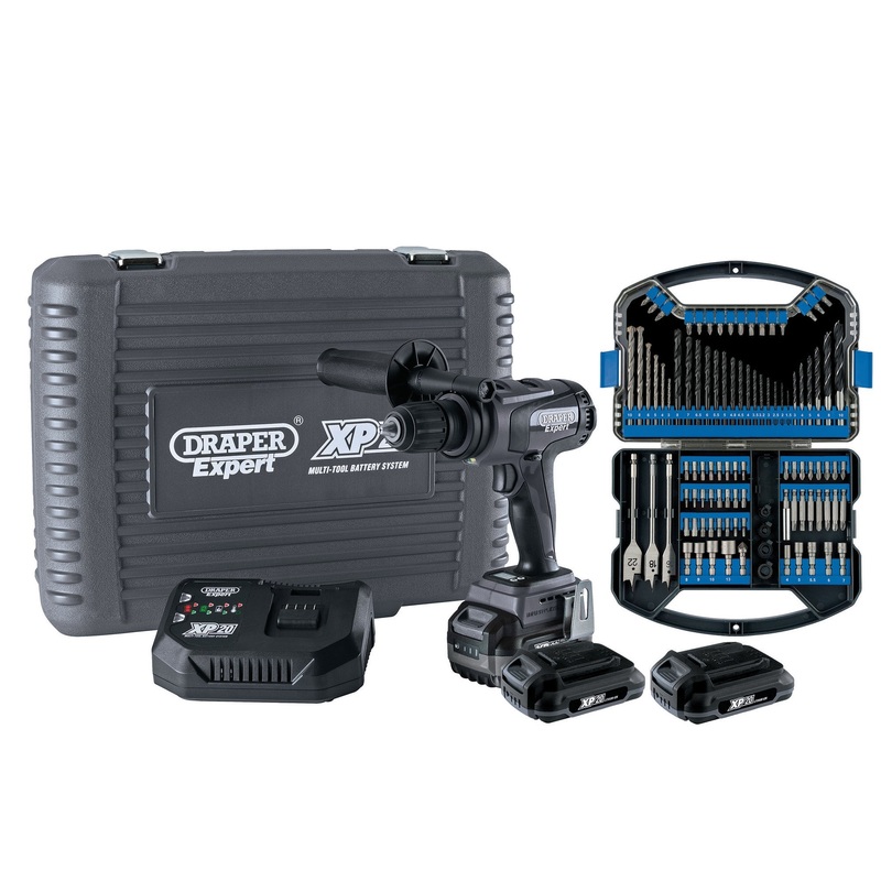 XP20 Brushless Combi Drill 135Nm + 3x 2Ah Batteries and Fast Charger + Drill Bit Accessory Kit (101 Piece)